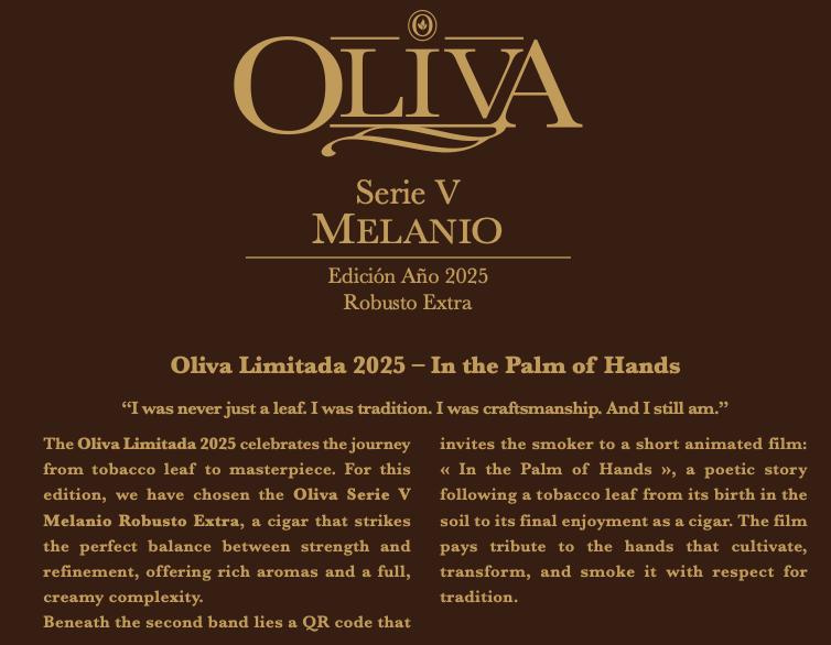 Oliva - Serie V Melanio Edicion Ano 2025 Robusto Extra 5 x 54 10 stick - Image 6